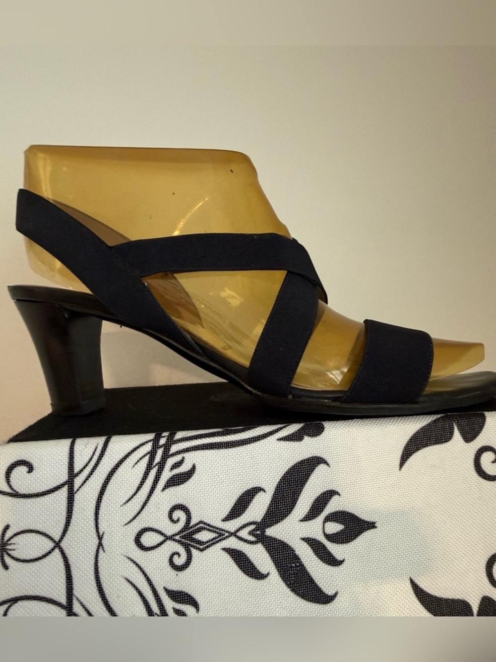 Bruno Magli  Italy Black Strappy Slingback Heels with Silver Insole